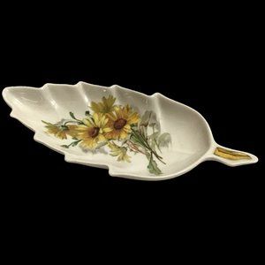 Vintage Bavaria Germany Old Nuremberg Leaf Dish Celery Olive Candy Sunflowers